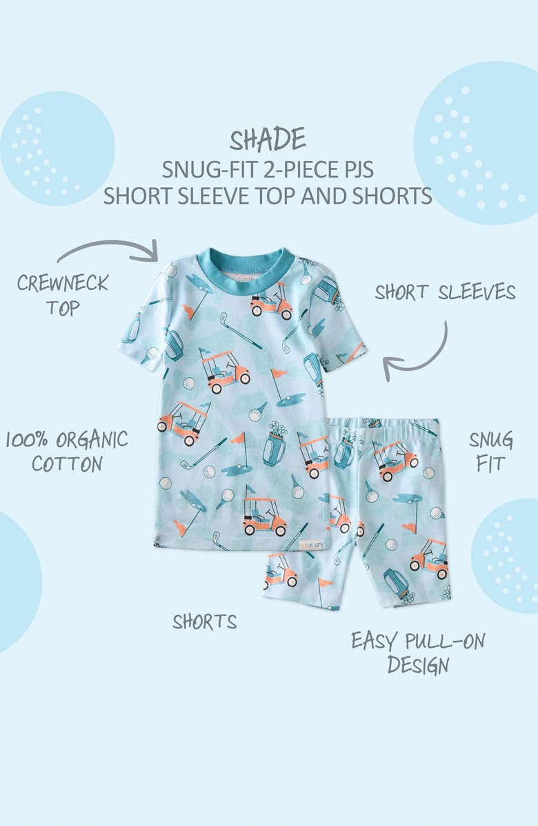 BUTTERBLU Kids' Shade Fitted Two-Piece Organic Cotton Pajamas, Alternate, color, Little Golfer Blue