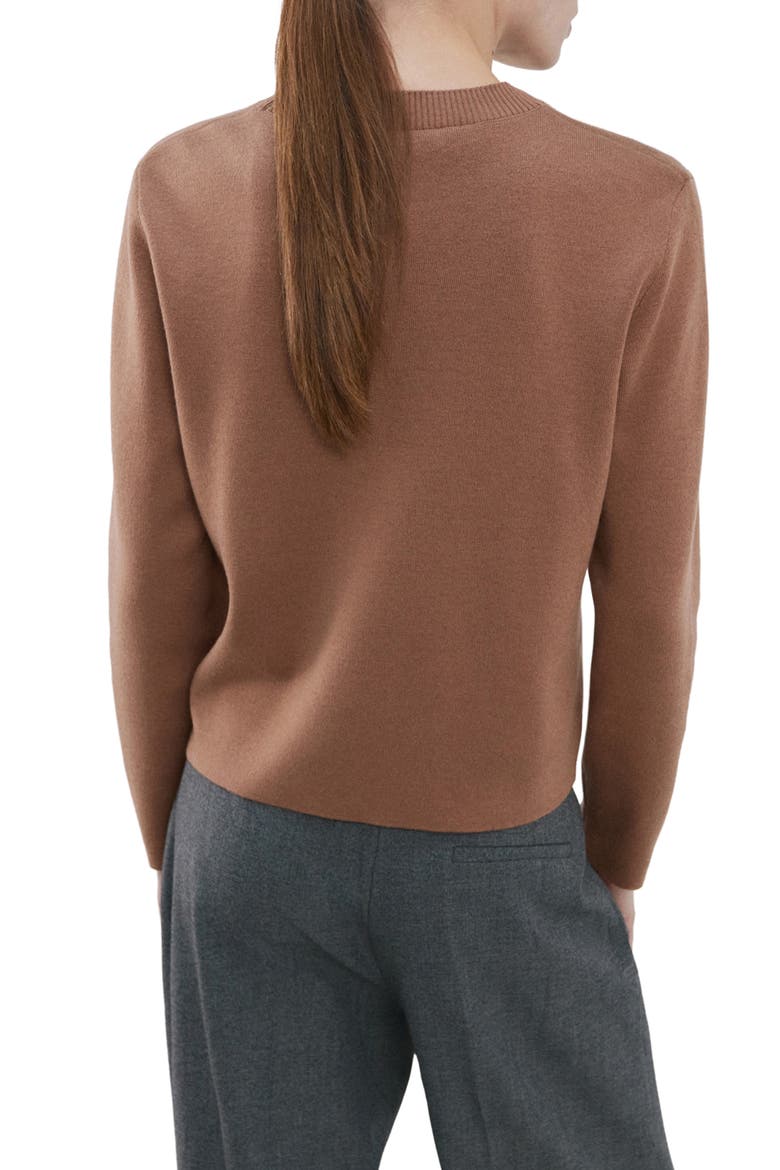 Fine Knit Crewneck Sweater, Alternate, color, MEDIUM BROWN