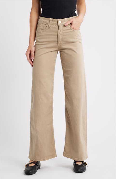 Alena High Waist Wide Leg Jeans (French Beige Sateen)