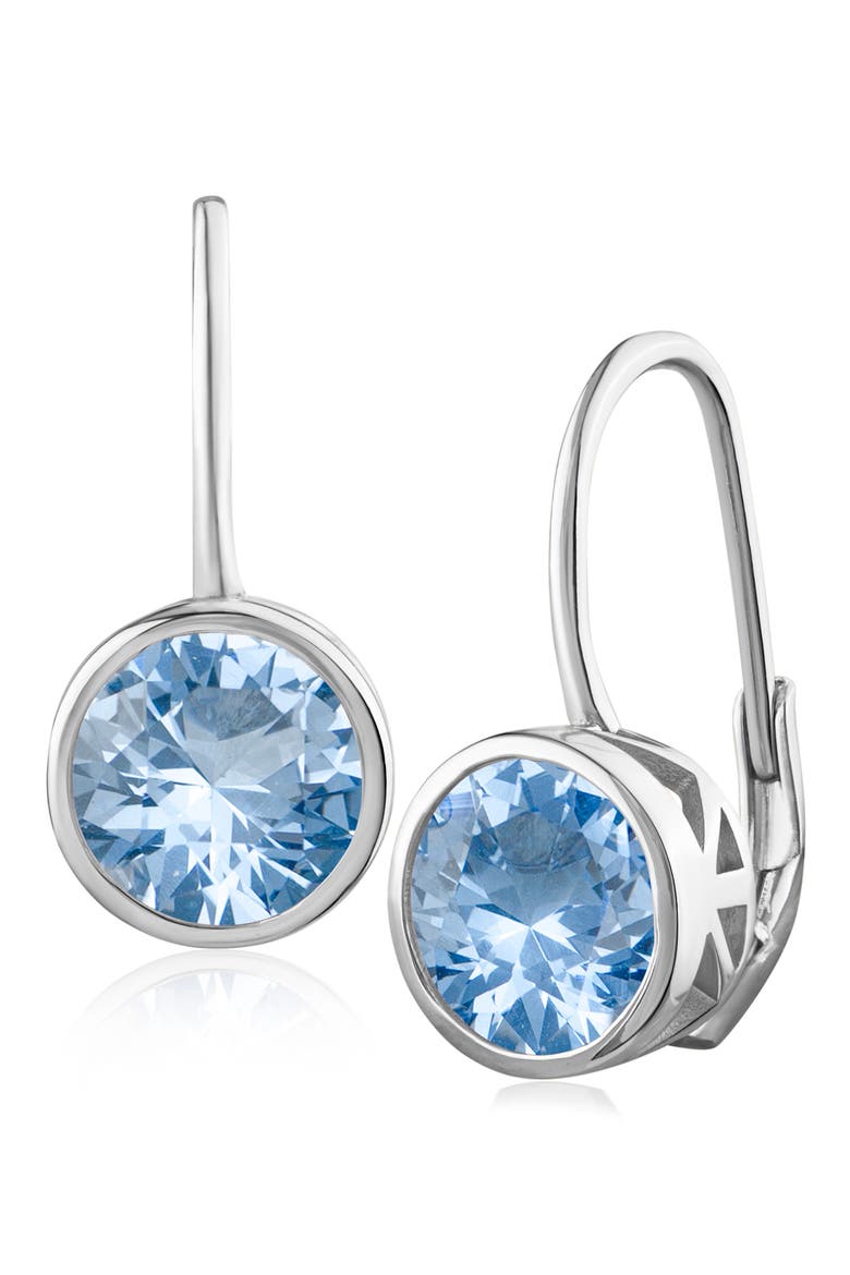 5ct. t.w. Bezel Cubic Zirconia Drop Earrings, Main, color, AQUAMARINE/ SILVER
