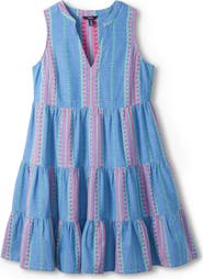 Hatley Savannah Embroidered Stripe Cotton Chambray Dress