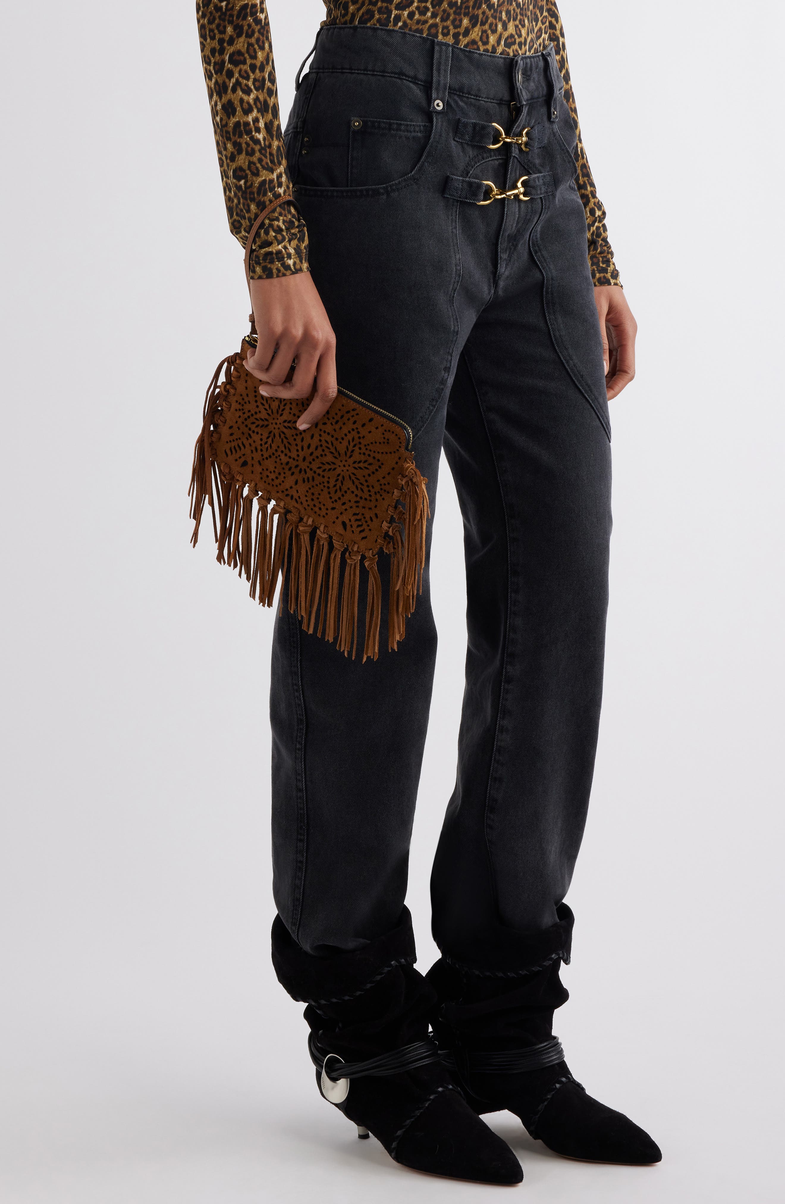 Isabel Marant Oskan Laser Cut Suede Pouch (Women) | Nordstromrack