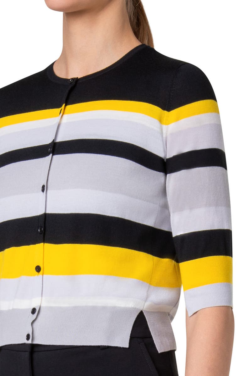 Akris punto Multicolor Stripe Merino Wool Cardigan, Alternate, color, 