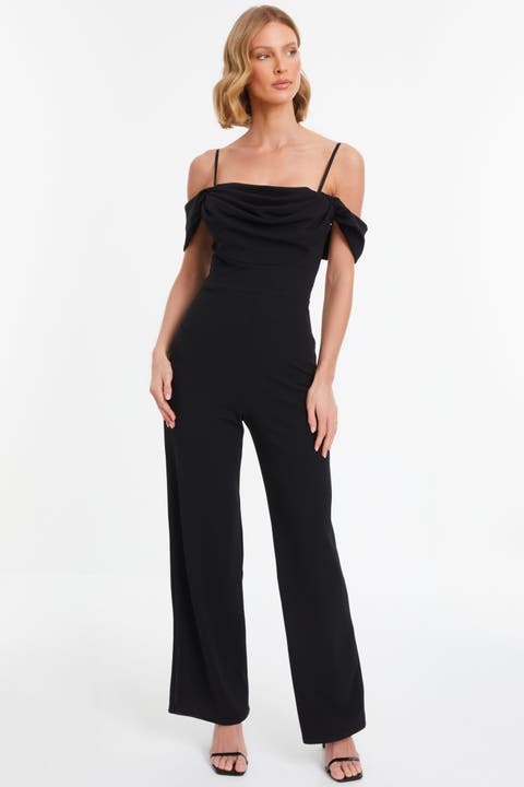 Scuba Crepe Cold Shoulder Palazzo Jumpsuit
