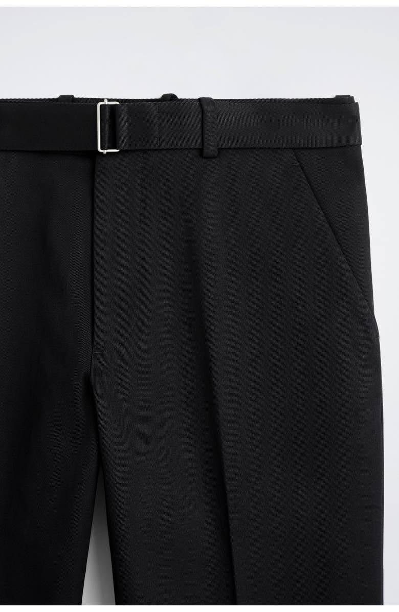 COS Belted Cotton Regular-Fit Straight-Leg Pants, Alternate, color, Black