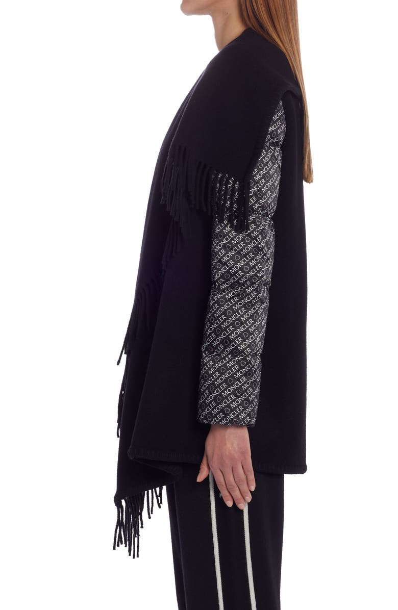 Moncler Quilted Down & Wool Short Cape, Alternate, color, 