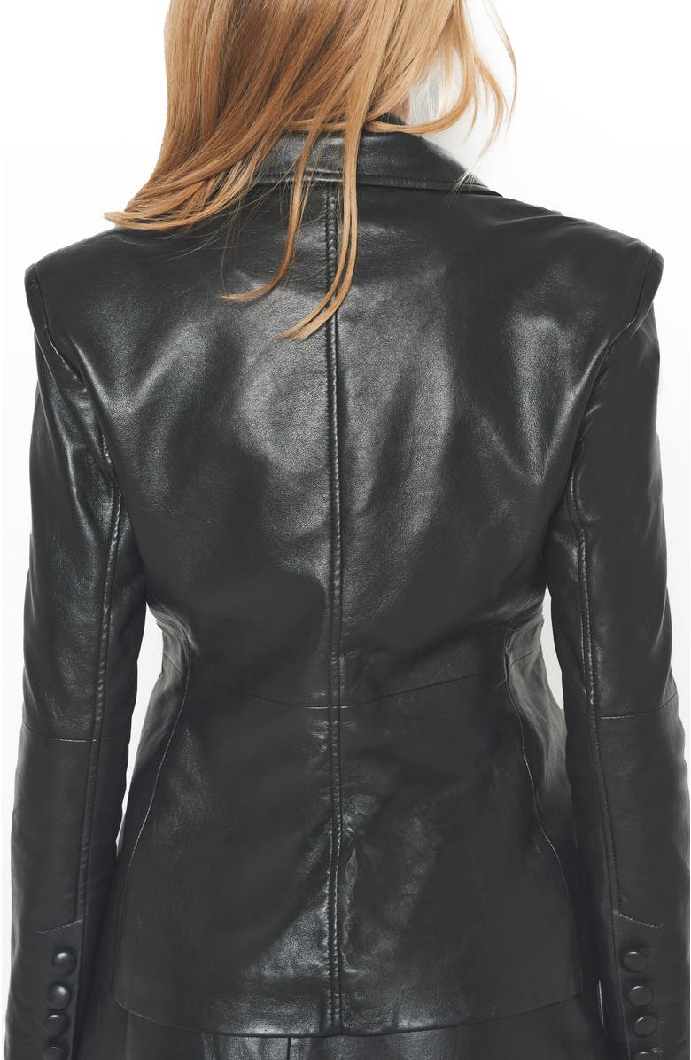 AS by DF Denise Upcycled Tailord Leather Blazer, Alternate, color, Black