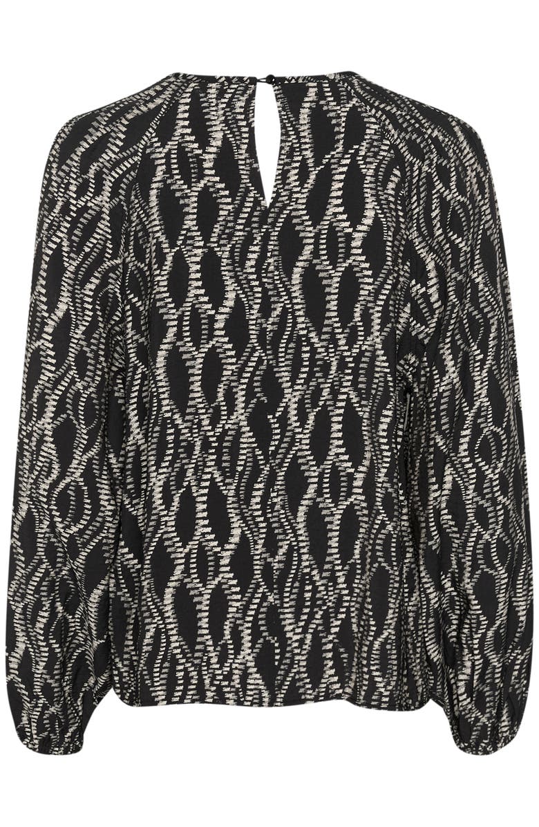 Kaffe Kadunora Cutout Neck Casual Fit Blouse, Alternate, color, Black/Grey Graphic