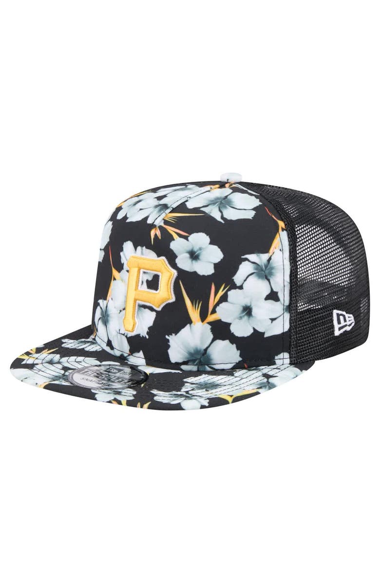 New Era Men's New Era Black Pittsburgh Pirates Adventure Pattern Golfer Trucker Snapback Hat, Main, color, Black