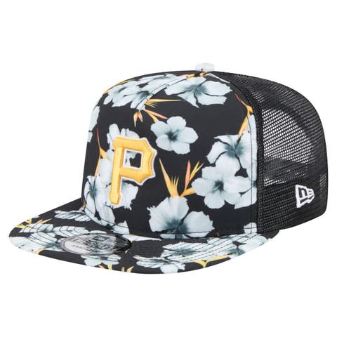 Men's New Era Black Pittsburgh Pirates Adventure Pattern Golfer Trucker Snapback Hat