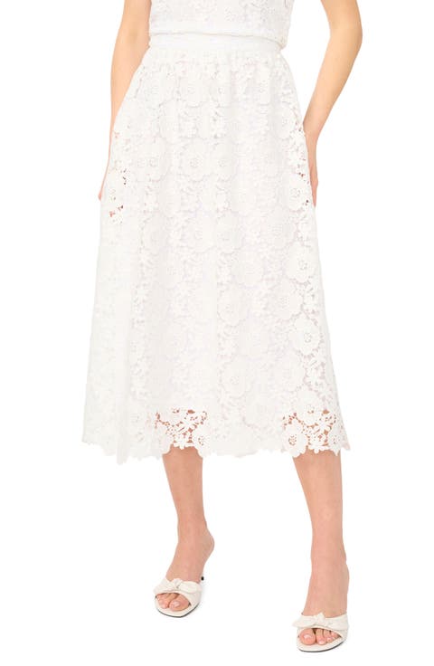 Floral Lace A-line Midi Skirt