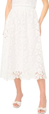 CeCe Floral Lace A-line Midi Skirt