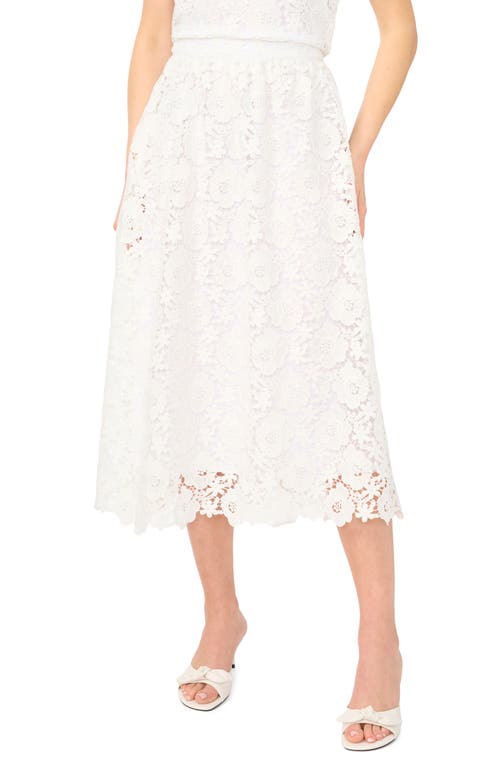 CeCe Floral Lace A-line Midi Skirt in Ultra White at Nordstrom, Size Small