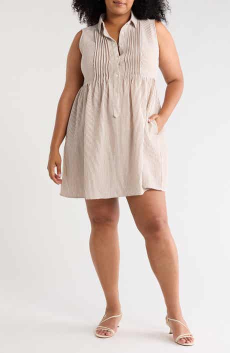 Pleated Button Front Dress