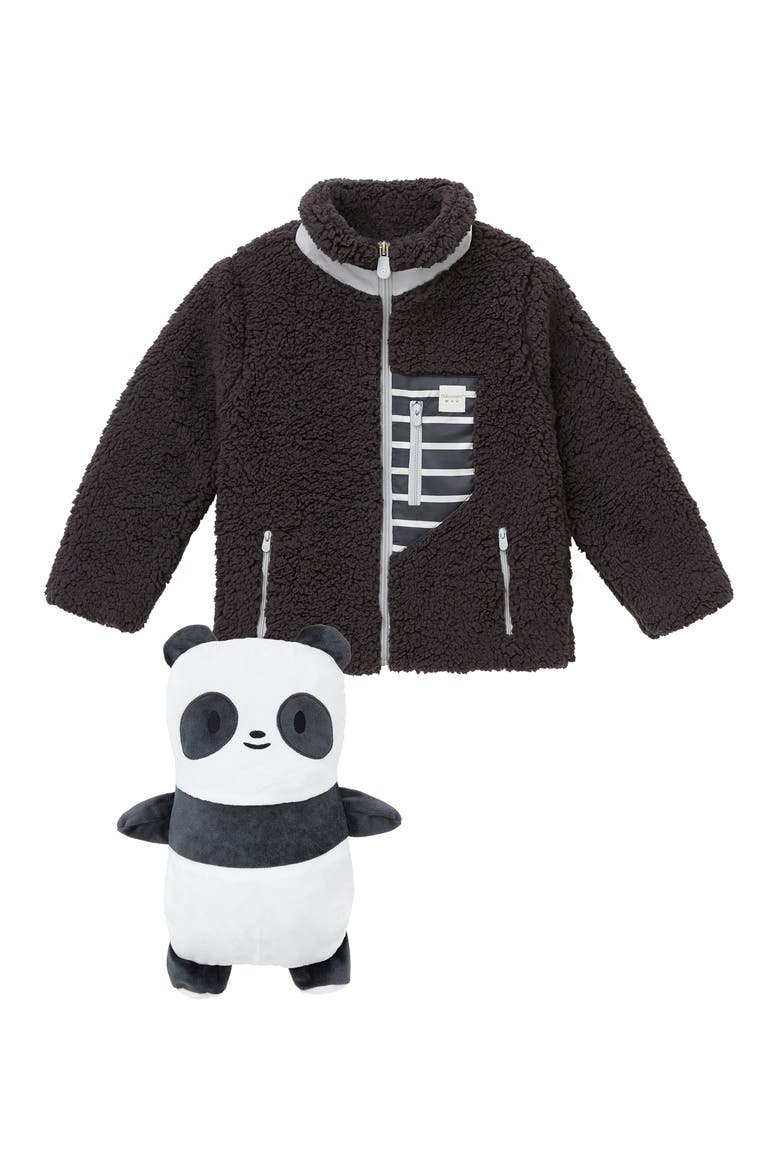 Kids' Papo the Panda 2-in-1 Stuffed Animal Fleece Jacket, Main, color, GREY