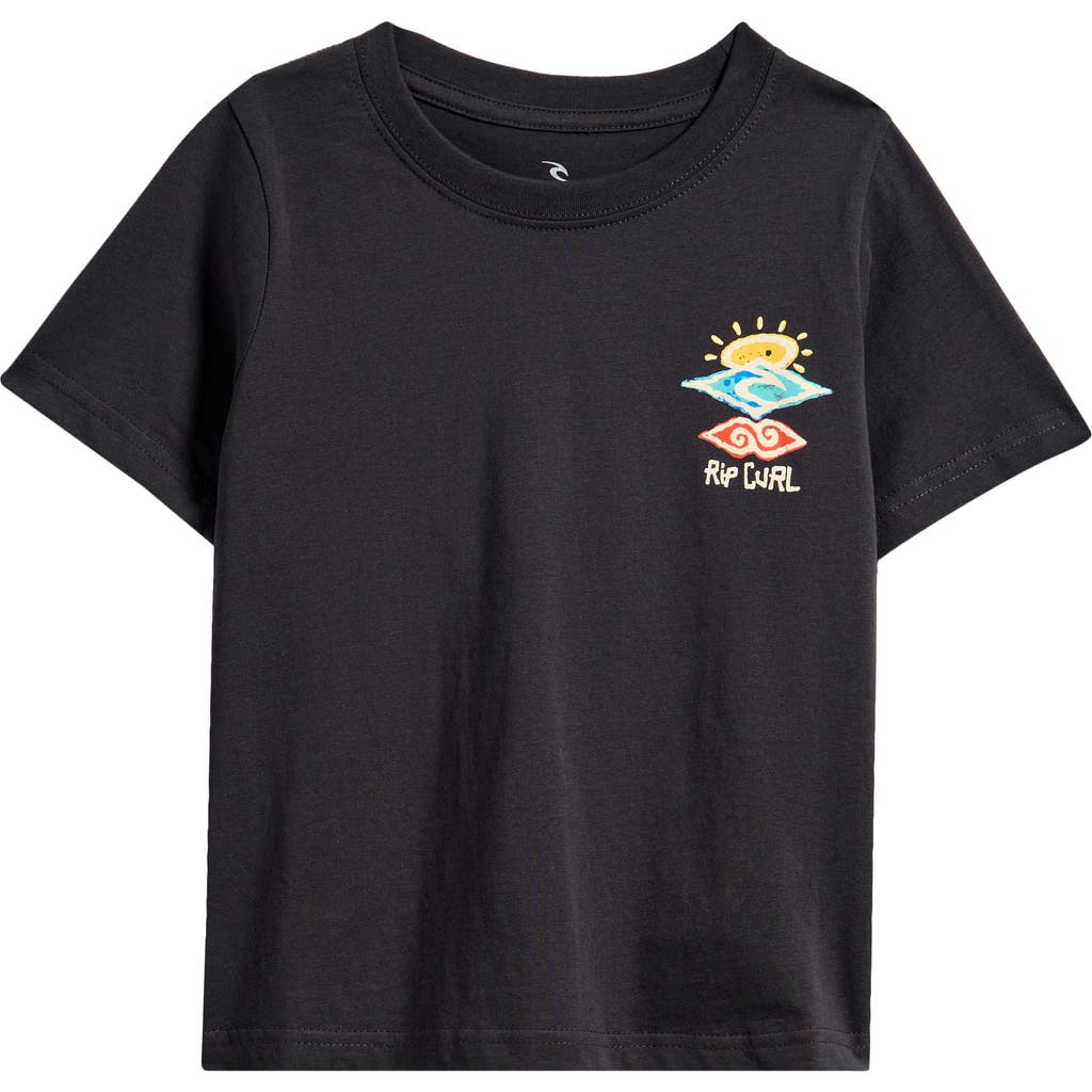 Rip Curl Kids' Icons Of Shred Cotton Graphic T-shirt In Washed Black