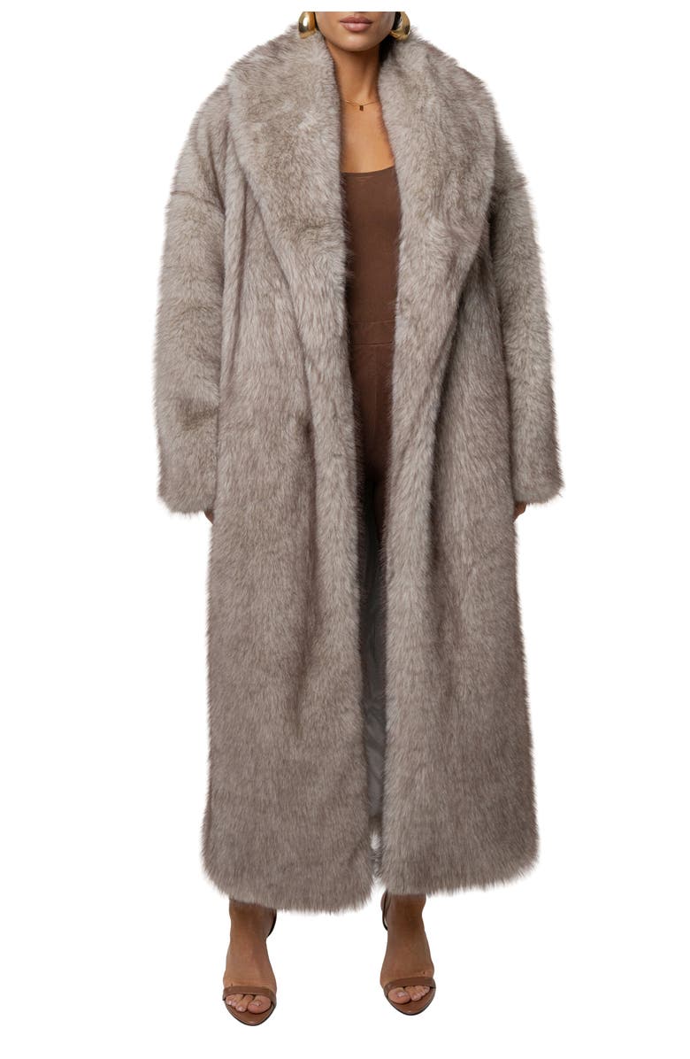 JLUXLABEL Aspen Days Faux Fur Coat, Main, color, Ivory/Brown