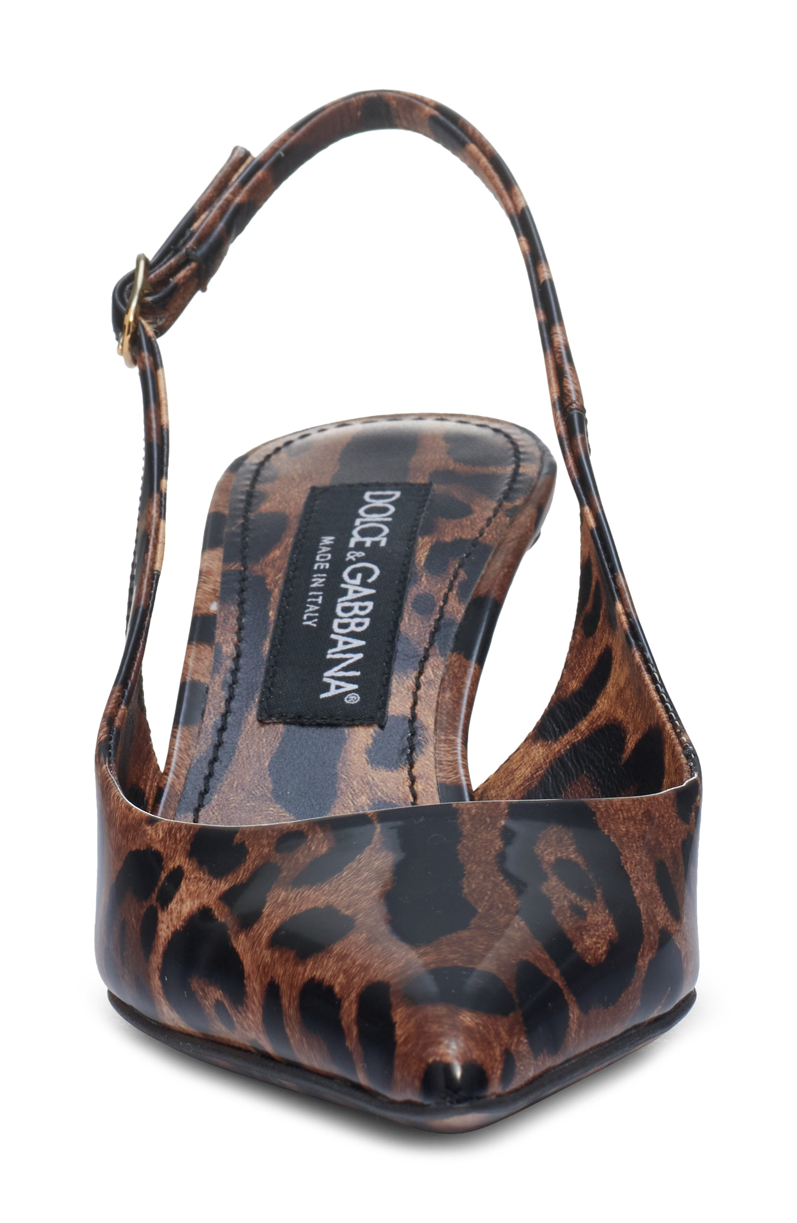Dolce&Gabbana Lollo Leopard Print Pointed Toe Slingback Pump, Alternate, color, Brown Print Leopard
