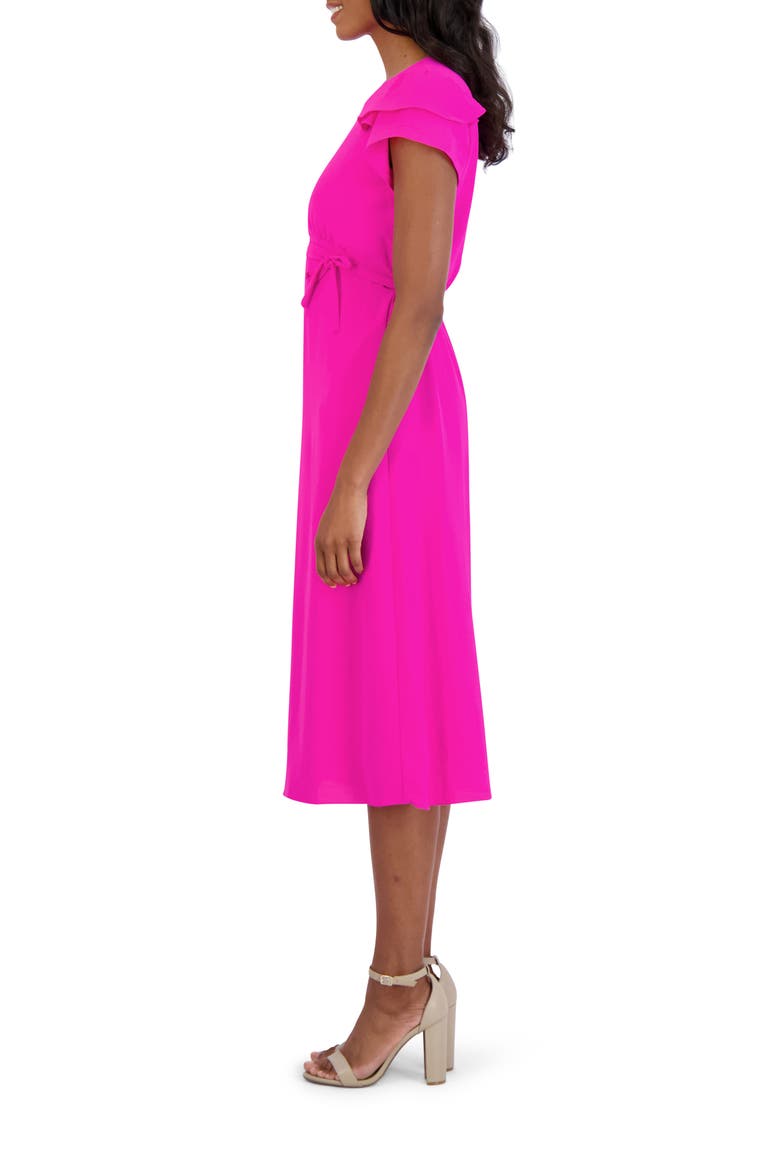 Ruffle Sleeve Empire Waist Midi Dress, Alternate, color, FUCHSIA