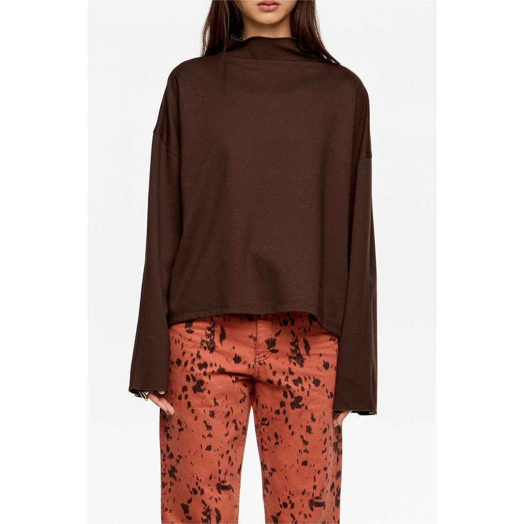 Bimba Y Lola Ponte Di Roma High Neck T-shirt In Brown