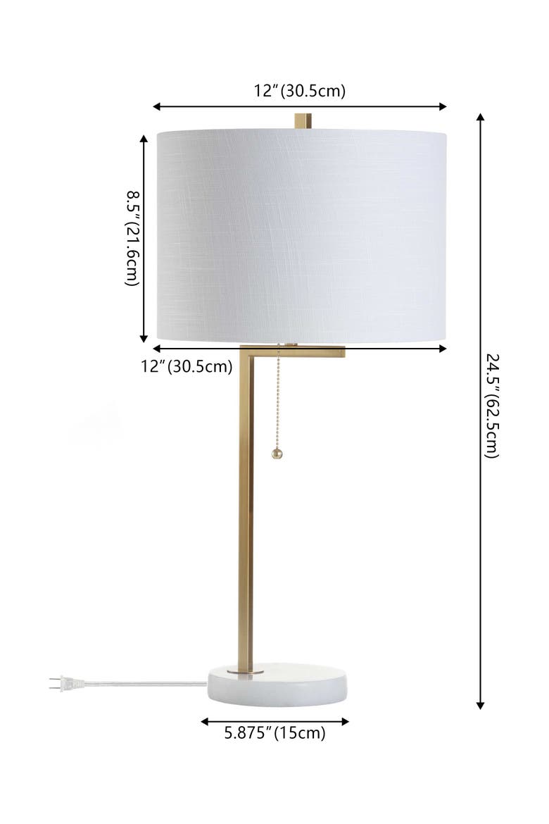 Alyssa 24.5" Metal/Marble LED Table Lamp, Brass Gold/White, Alternate, color, Brass gold/white