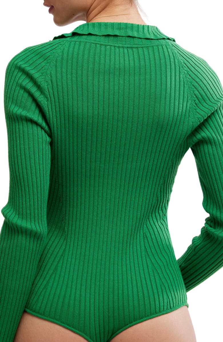 Free People Ready for It Long Sleeve Bodysuit, Alternate, color, Green