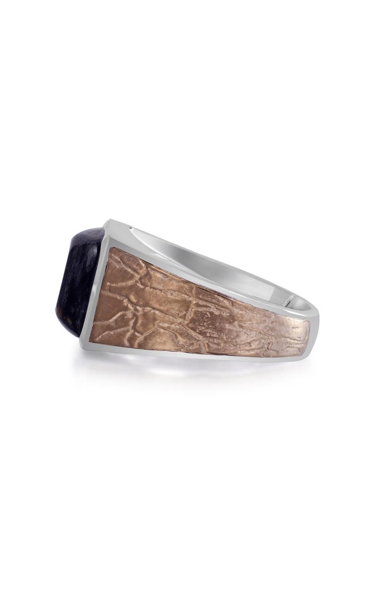 Grey Picture Agate Sterling Silver Men Signet Ring