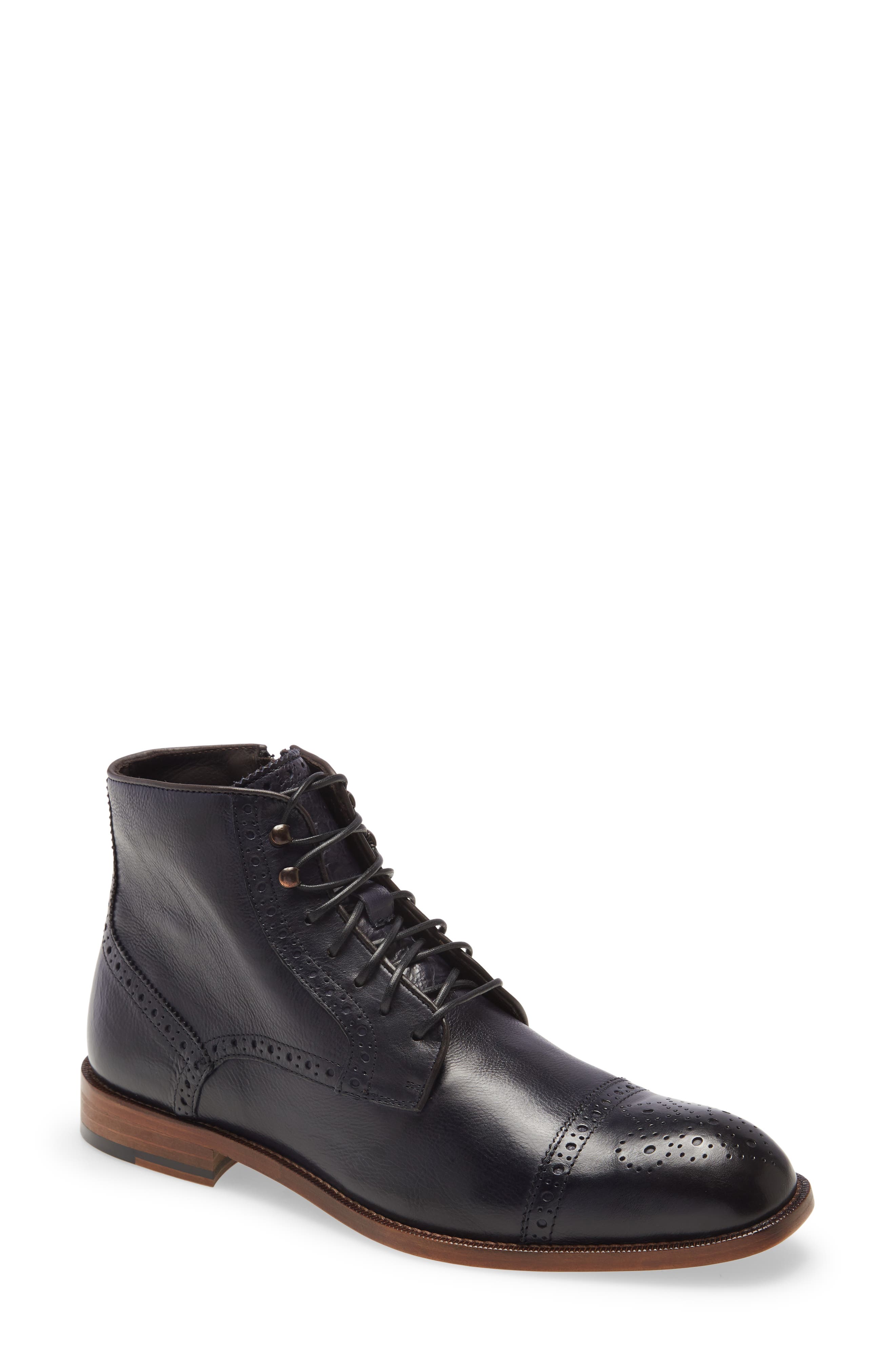 Johnston & Murphy Donahue Cap Toe Boot, Main, color, NAVY ITALIAN