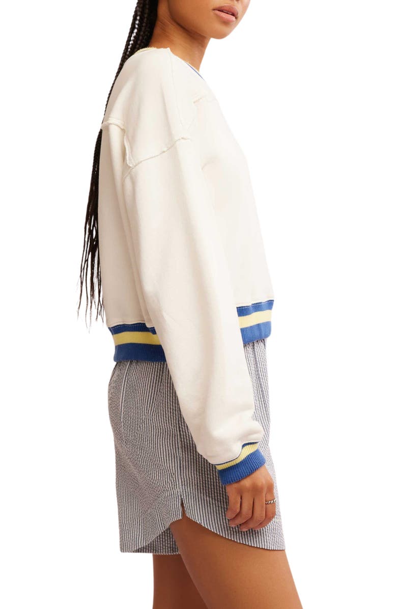 Free People Rio Crop Sweatshirt, Alternate, color, Ivory Combo