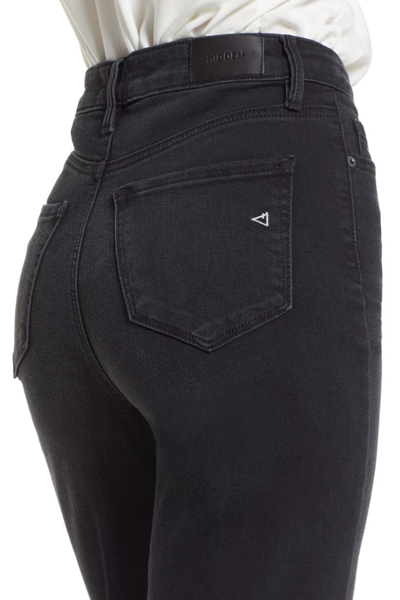 Raw Hem Ankle Straight Leg Jeans, Alternate, color, BLACK