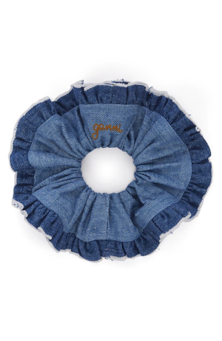 Ganni Lightweight Denim Scrunchie, Main, color, Tint Wash