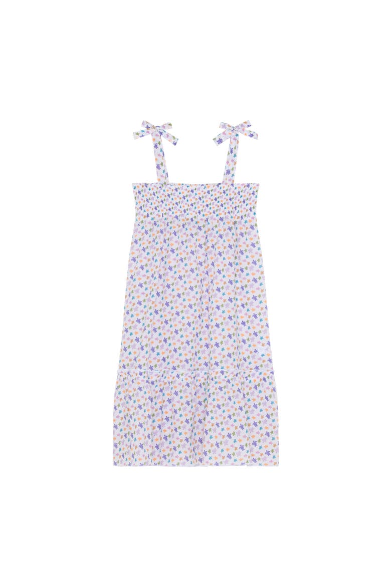 Girls Organic Cotton voile Dress Micro Ronde des Tortues, Main, color, White