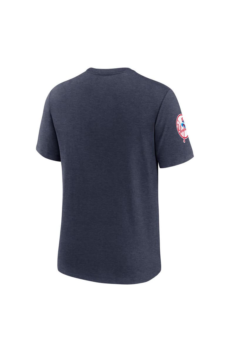 Nike Men's Nike Heather Navy New York Yankees Cooperstown Collection Eras Tri-Blend T-Shirt, Alternate, color, Heather Navy