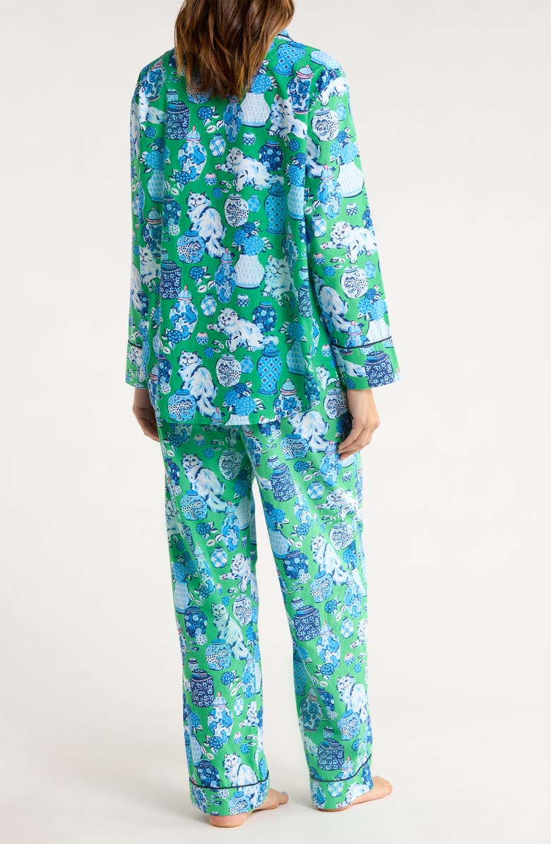 Printfresh Organic Cotton Poplin Long Pajamas, Alternate, color, Green Juice