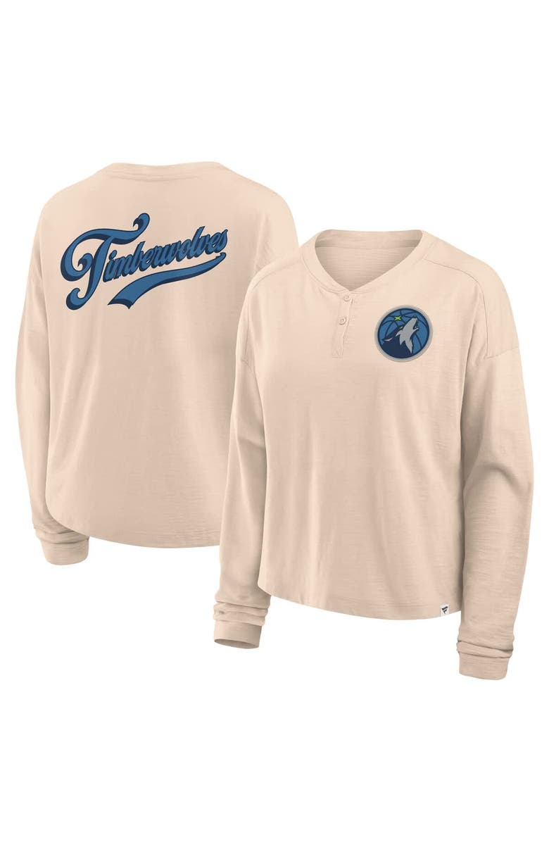 FANATICS Women's Fanatics Natural Minnesota Timberwolves Boxed Out Drop Fashion Long Sleeve T-Shirt, Main, color, Natural
