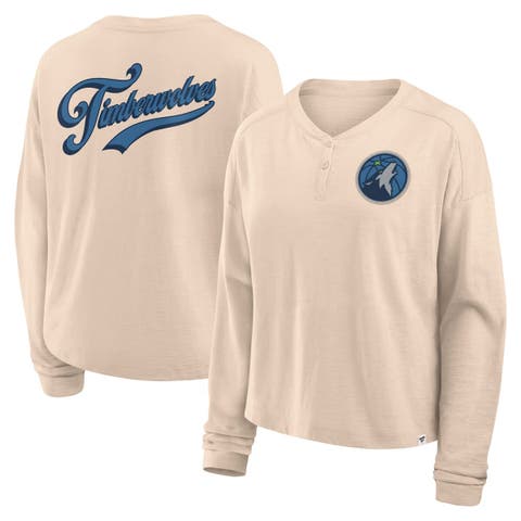 Women's Fanatics Natural Minnesota Timberwolves Boxed Out Drop Fashion Long Sleeve T-Shirt