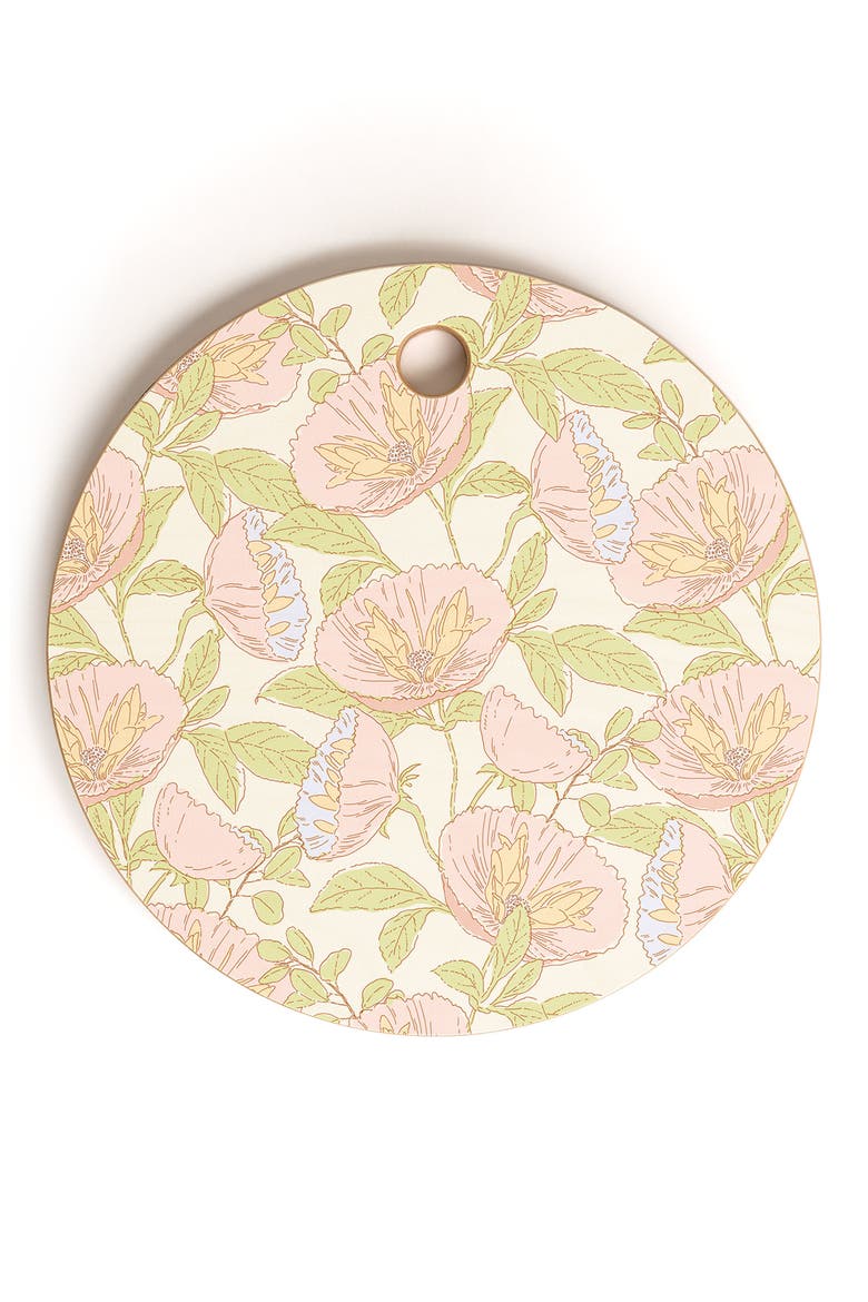 Cosmos Cream Wood Cutting Board, Main, color, GREEN