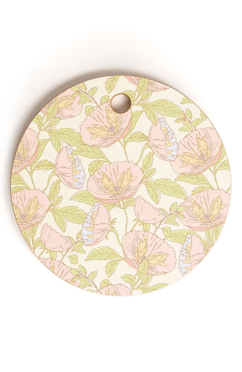 Deny Designs Cosmos Cream Wood Cutting Board, Main, color, Green