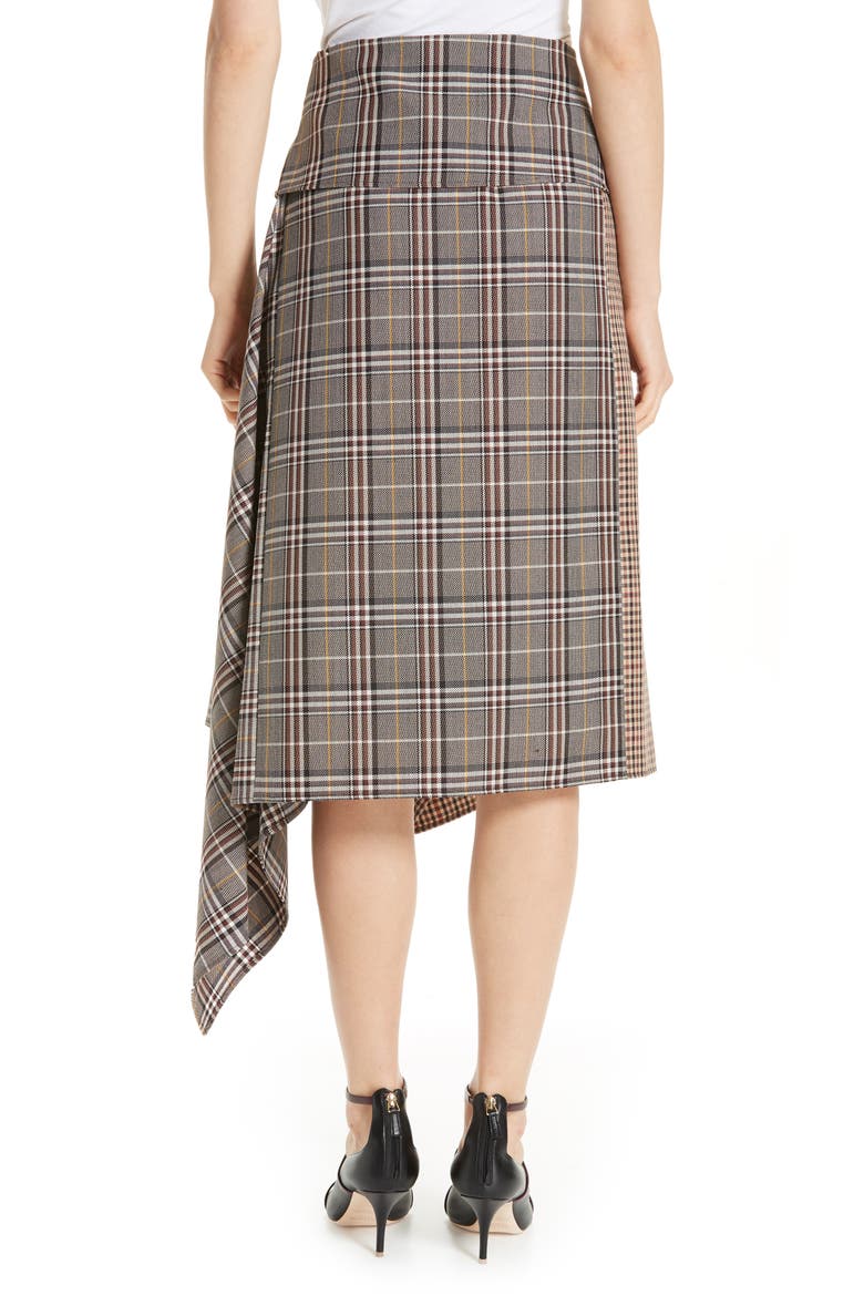Mixed Check Wool Blend Blanket Wrap Skirt, Alternate, color, PLAID