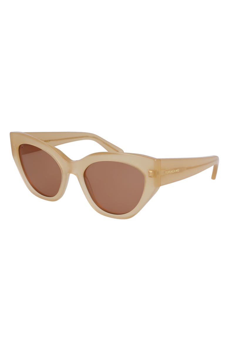FERRAGAMO Classic Logo Tea Cup 55mm Cat Eye Sunglasses, Alternate, color, Opaline Honey