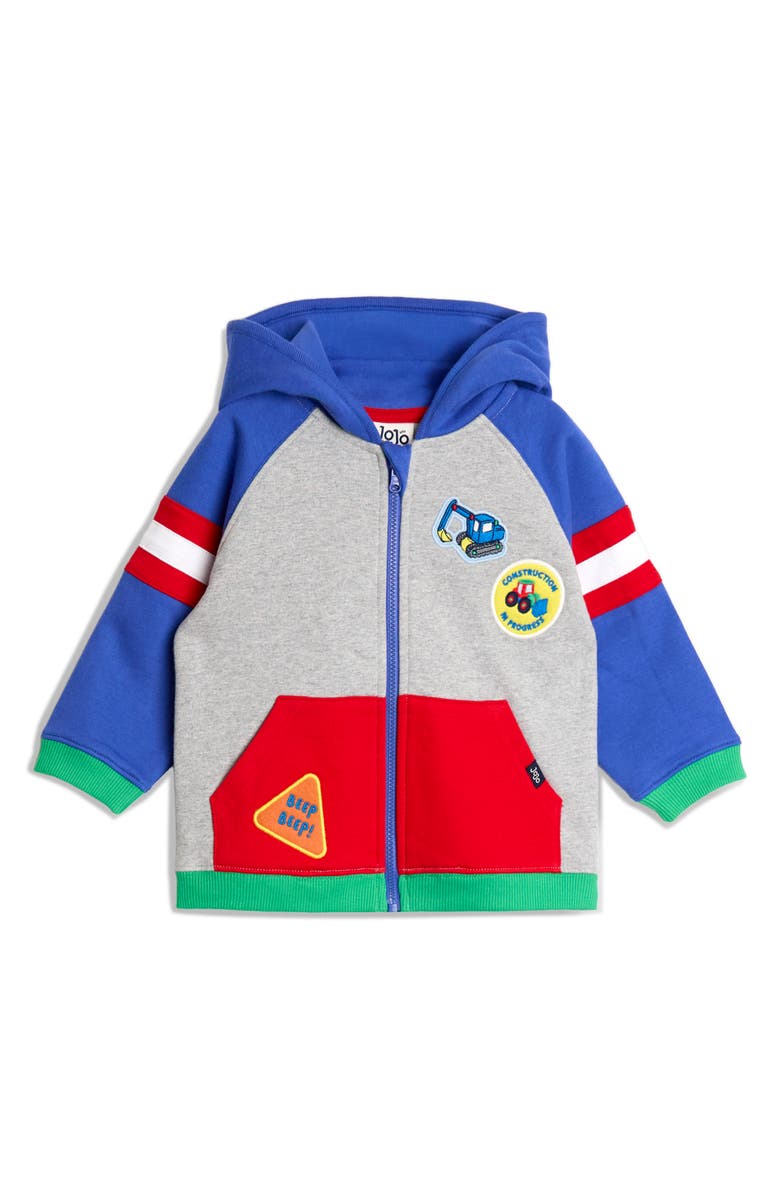 JOJO MAMAN BEBE Kids' Racing Hoodie & Jogger Pants, Alternate, color, Marl Grey