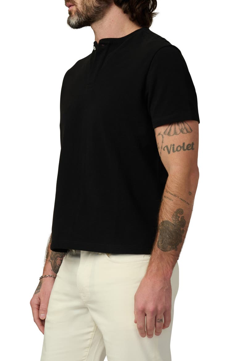 Modern Cotton Piqué Henley, Alternate, color, BLACK