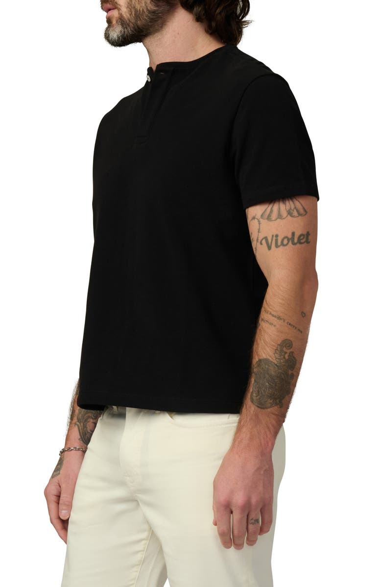 Joe's Modern Cotton Piqué Henley, Alternate, color, Black