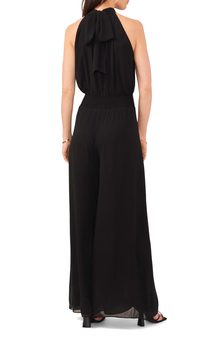 Vince Camuto Tie Neck Chiffon Overlay Wide Leg Jumpsuit, Alternate, color,