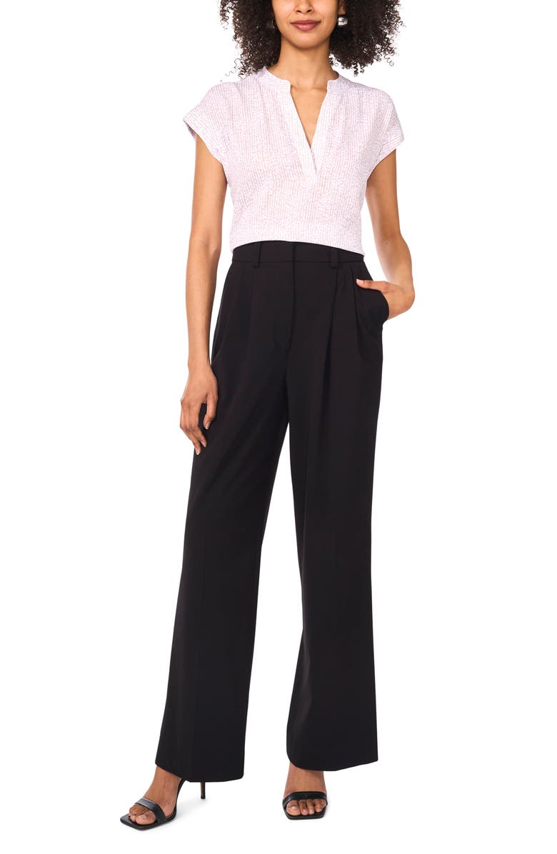 Vince Camuto Abstract Print V-Neck Top, Alternate, color, Natural Sand