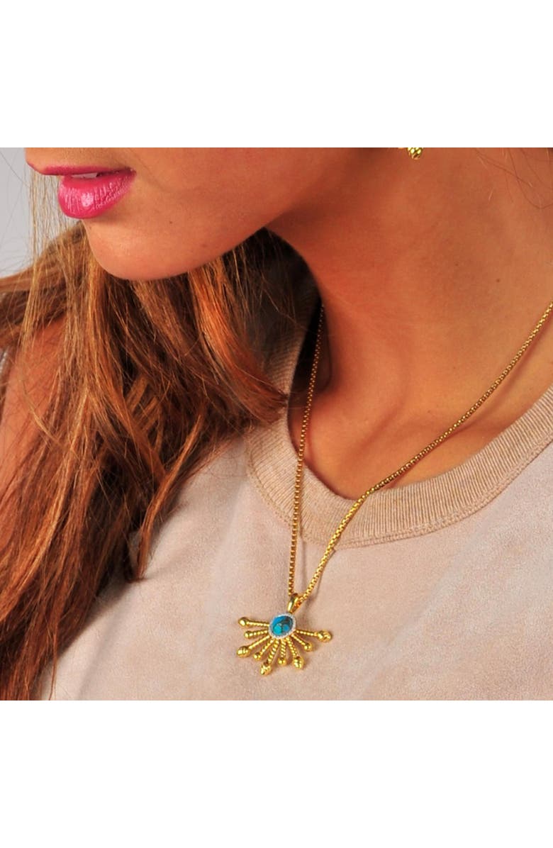 LuvMyJewelry Day Break Gold Plated Silver Turquoise Gemstone Pendant, Alternate, color,