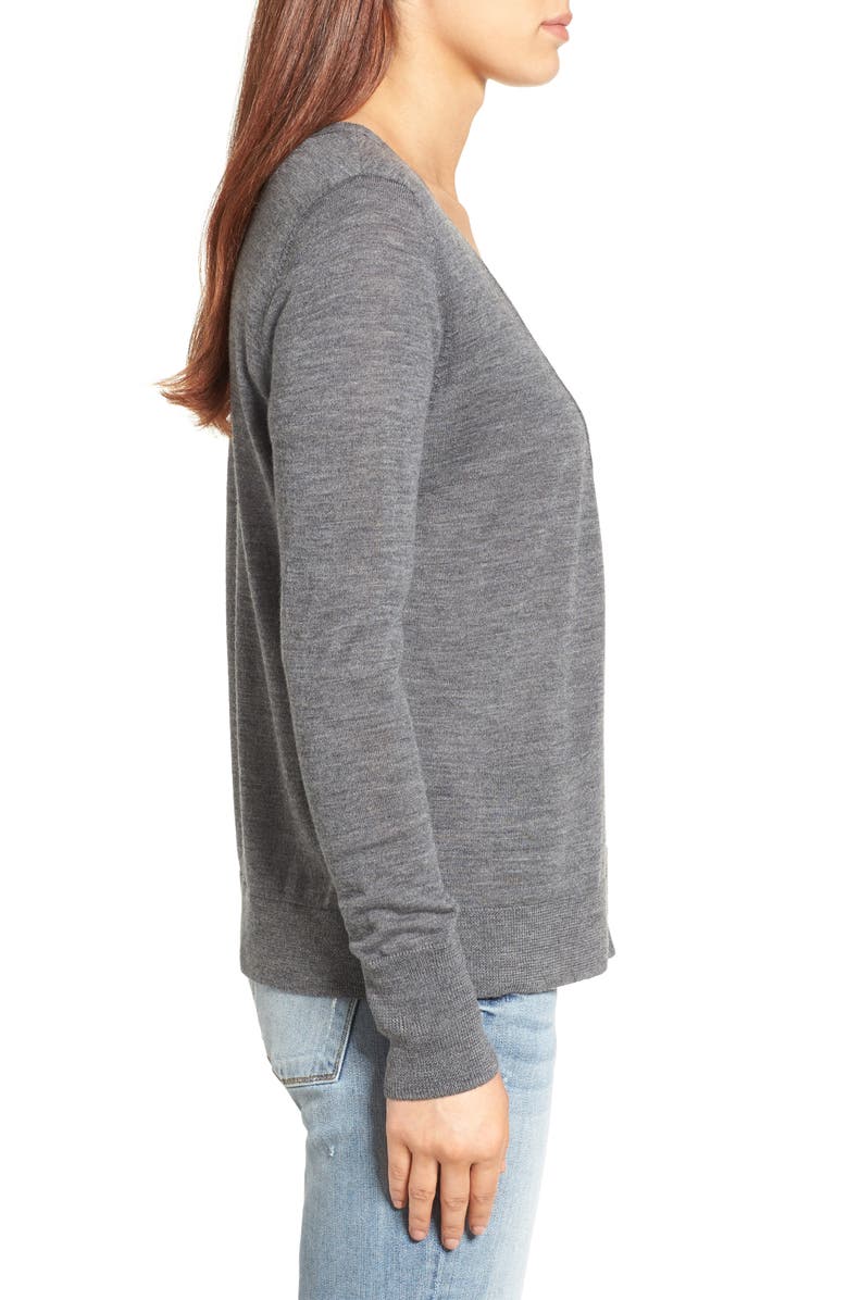 Halogen<sup>®</sup> V-Neck Merino Wool Cardigan, Alternate, color,