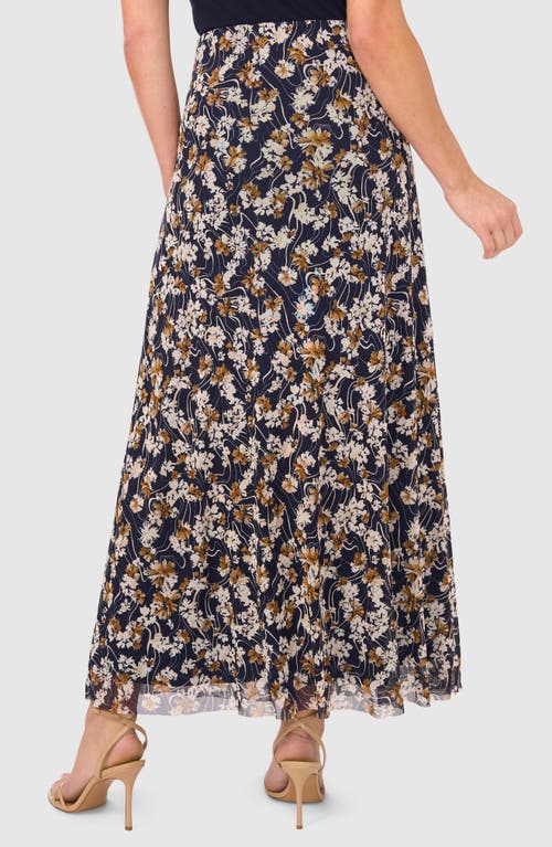 Halogen ® Floral Pull-on Mesh Maxi Skirt In Classic Navy Blue Floral
