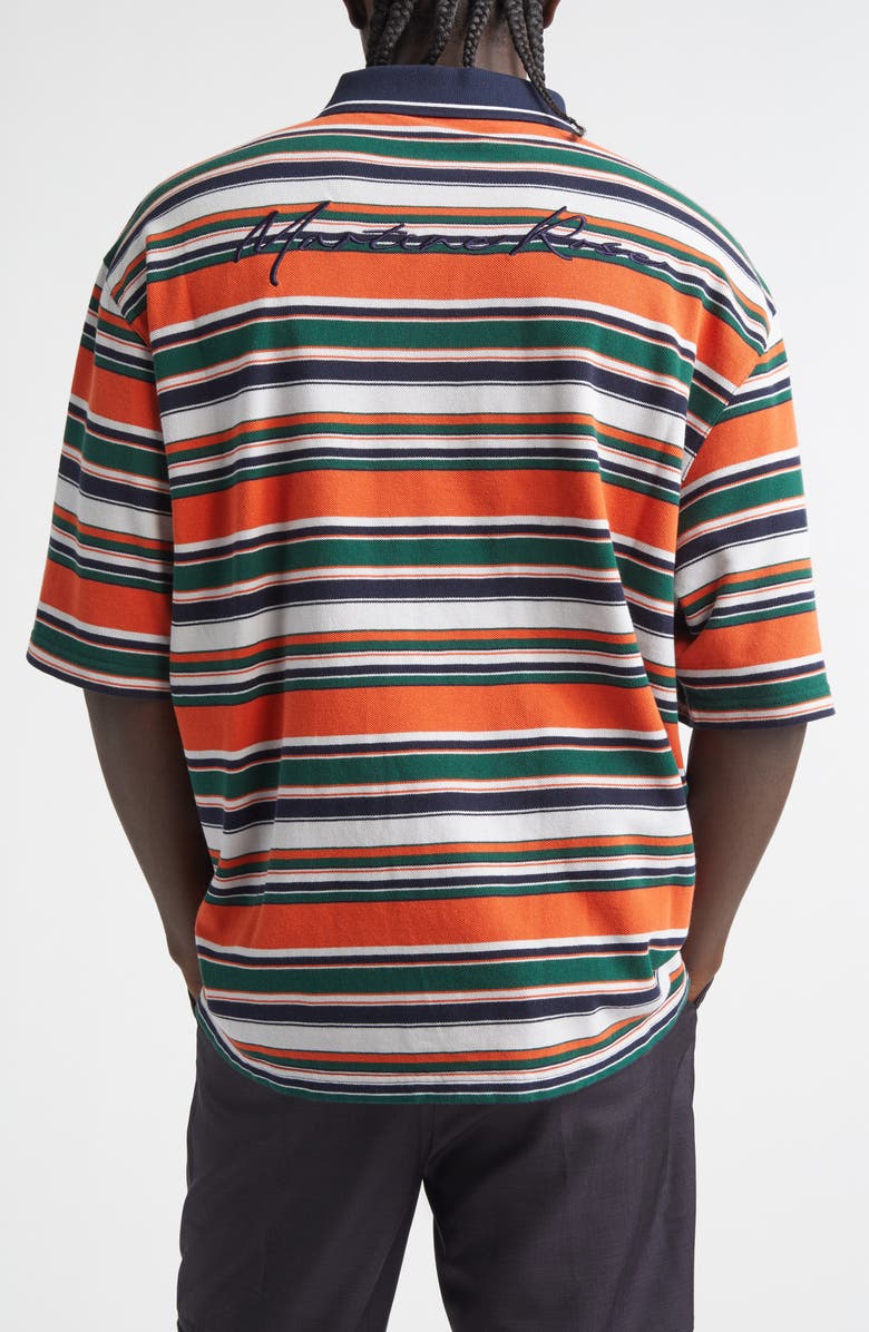 Martine Rose Oversize Stripe Polo, Alternate, color, Green/ Orange