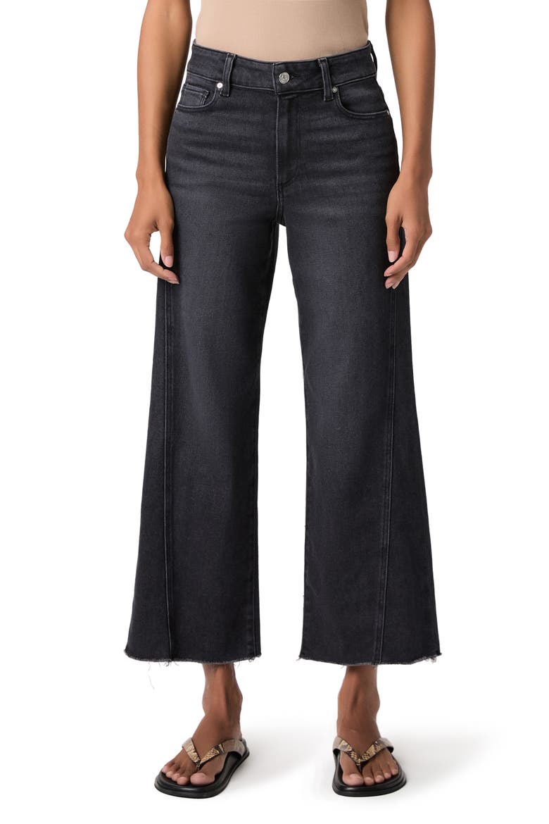 Anessa Twisted Seam High Waist Crop Wide Leg Jeans, Main, color, INK BLACK